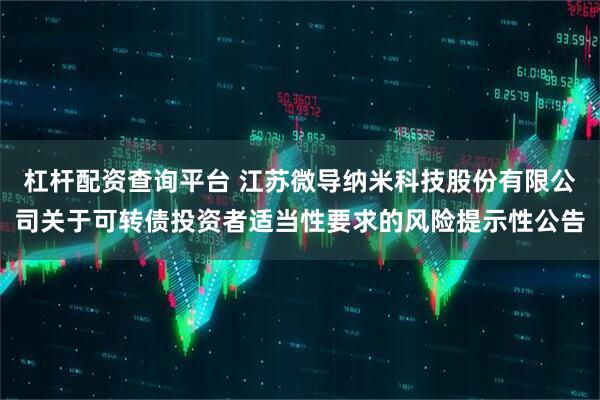 杠杆配资查询平台 江苏微导纳米科技股份有限公司关于可转债投资者适当性要求的风险提示性公告
